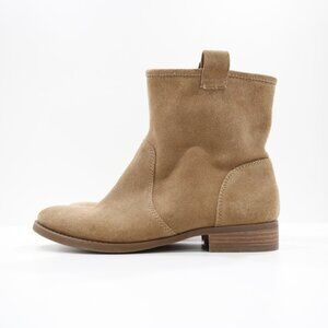 Sole Society Natasha Brown Suede Leather Flat Slouchy Ankle Boots - 7.5/EU 38